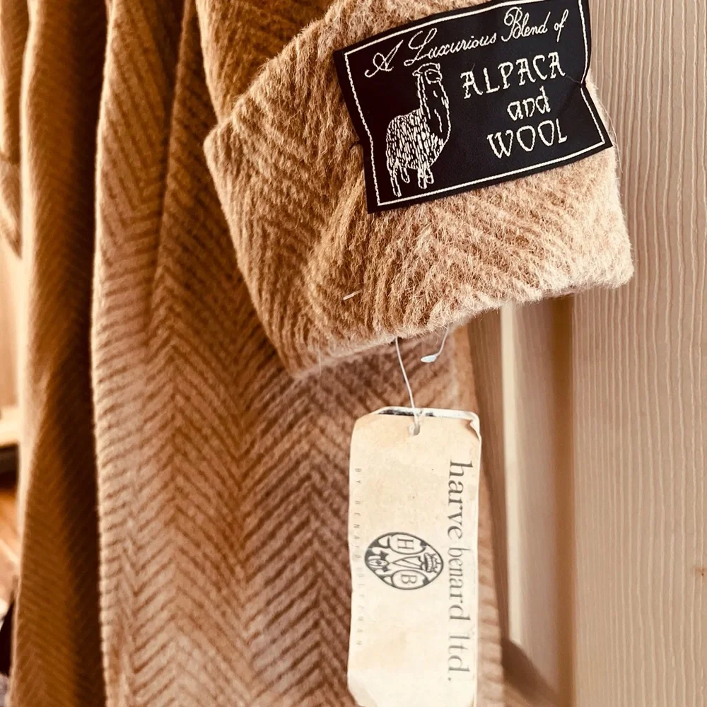 Harve Benard Tan Alpaca Wool and Alpaca Coat Authentic vintage - Picture 4 of 11